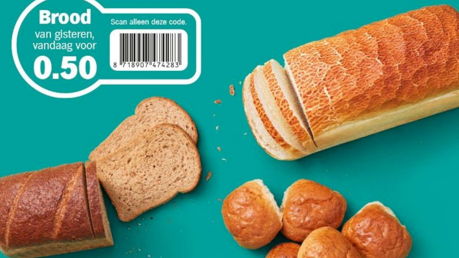 Onverkocht brood van gisteren wordt bij Albert Heijn de volgende dag tot 11.00 uur met korting verkocht.
